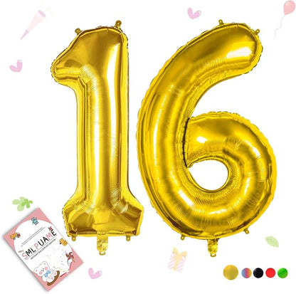 40 inch Number Balloon 0-9 Gold Large Number 16 Balloons, Digital Balloons by Smlpuame
