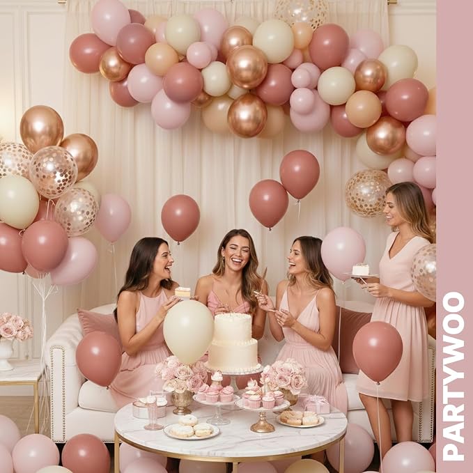 PartyWoo Dusty Pink Balloons 66pcs Pack Pink Latex Helium Balloons | Nude - Image 4
