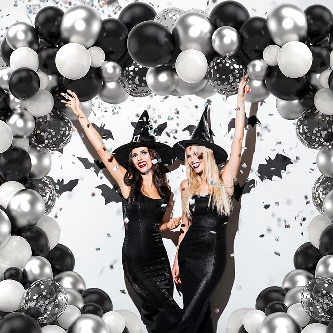 Black and Silver Balloons, 60 Packs 12 Inch Chrome Metallic Silver Balloons and - Image 7