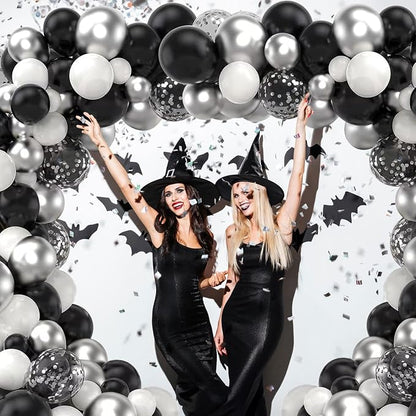 Black and Silver Balloons, 60 Packs 12 Inch Chrome Metallic Silver Balloons and - Image 7