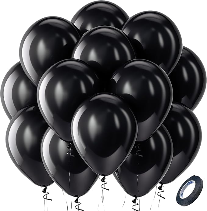 Bezente Black Balloons Latex Party Balloons by Bezente