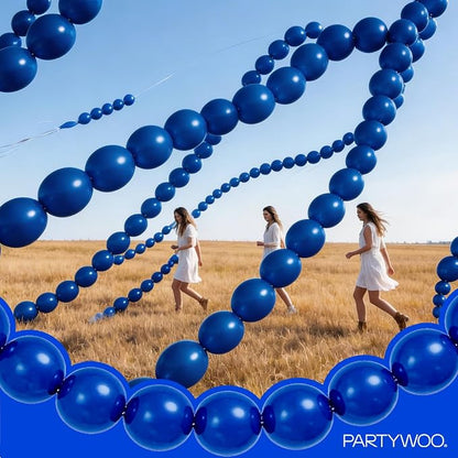 PartyWoo Royal Blue Linking Balloons 100pcs 6 Inch Dark Blue Link Balloons | - Image 7