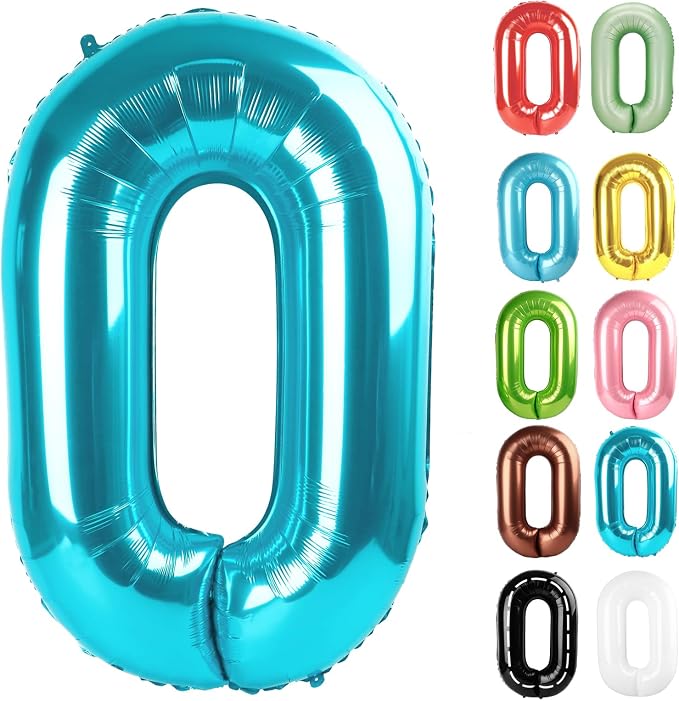 Light Blue Number 0 Balloon 40 Inch by IWERP