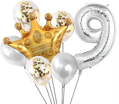 40 Inch Silver Number Balloons, Helium Mylar Foil Number Balloons - Image 2