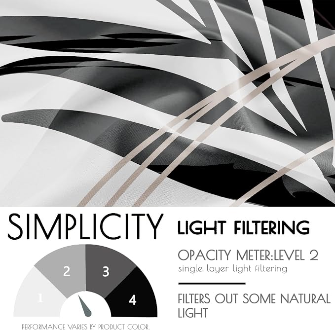 Boho Mid Century Black and White Living Room Curtains, 84 Inch Modern Arch Sun - Image 5