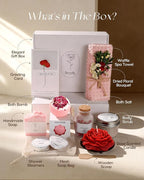 Coralogo Rose Spa Gifts for Women - 15pc Self-care Spa Gift Basket with Scented Candle, Bath Salt, Greeting Card - Thinking of You Basket for Her Birthday, Christmas, Mother's Day, Valentine's Day