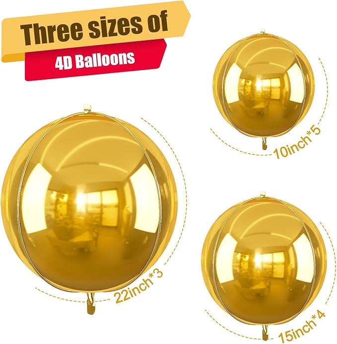 12Pcs Gold Round Foil Balloons, Metallic Gold Foil Balloon - Image 2