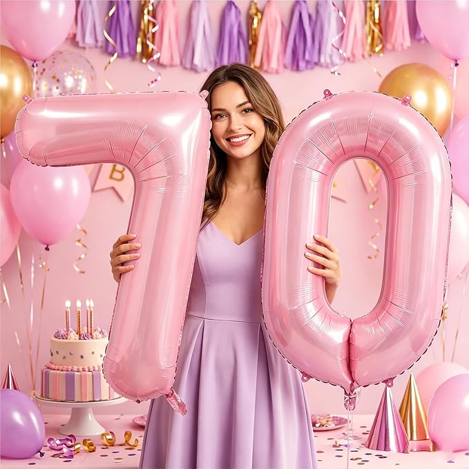 Number Balloons Pink Party Balloon - Image 6