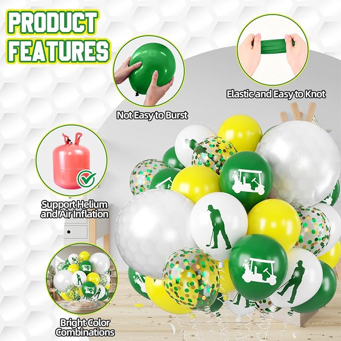 Green Yellow Golf Balloons, - Image 3