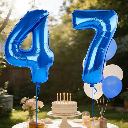 40 Inch Number 47 Balloons for 47th Birthday Party Decorations, 0-100 Dark Blue - Image 3