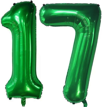 Dark Green 17 Number Balloons, 40 Inch Giant Number 17 Balloons Foil Mylar by Lovoir