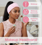 3 Pack Terry Cloth Headband, Adjustable Esthetician Headbands for Women, Non-Slip Terry Cloth Headband for Facial, Makeup & Shower, Soft Stretchable Hair Band