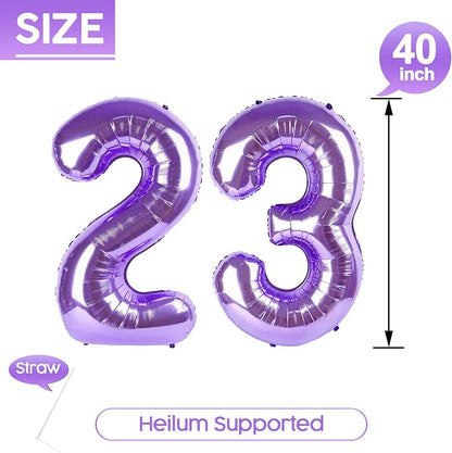23 Balloon - Purple Birthday Number Balloons, 40 Inch Decorations Men Women | - Image 5