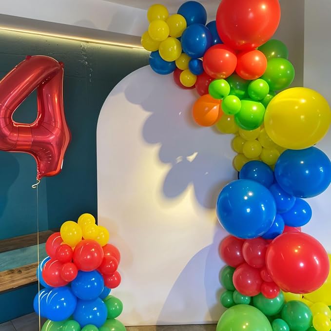 Red Green Blue Balloons, Star Colorful Confetti Gold Long Balloon - Image 4