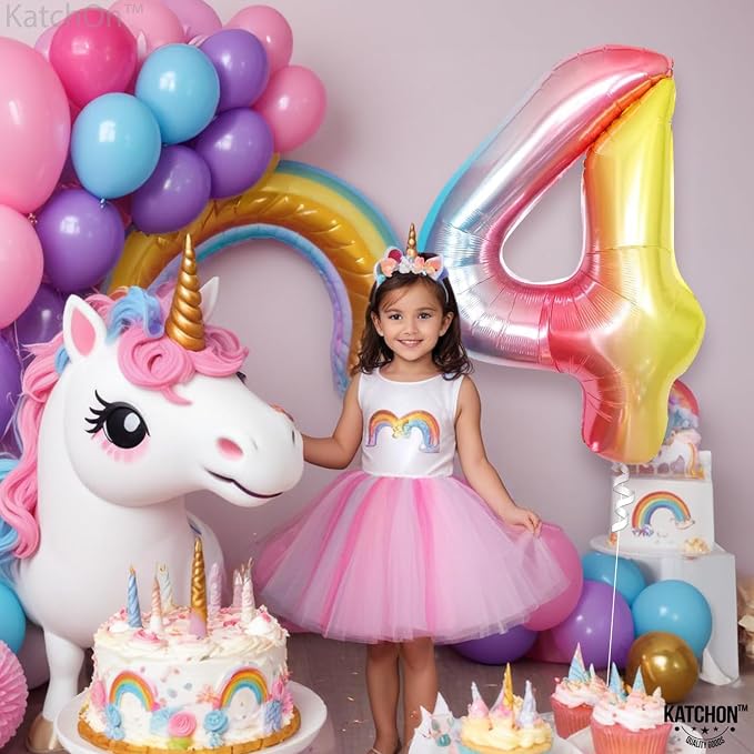 KatchOn Rainbow Number 4 Balloon 40 Inch | 4 Balloon Number - Image 4