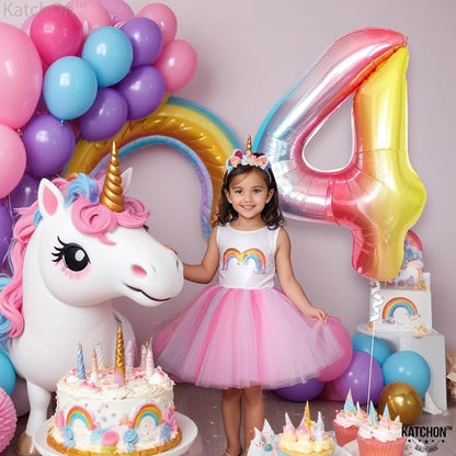 KatchOn Rainbow Number 4 Balloon 40 Inch | 4 Balloon Number - Image 4