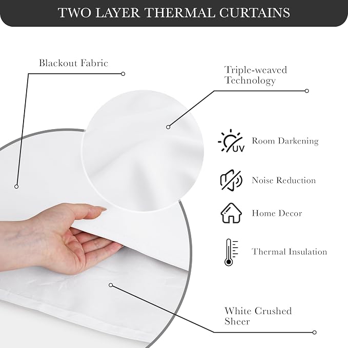 PONY DANCE White Curtains, 52 W by 84 L, Pure White, 2 Pieces | Double Layer - Image 4