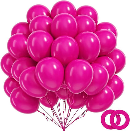 BAUANOOY 100pcs Hot Pink Balloons 12 inch, Bright Pink Latex Balloons by BAUANOOY