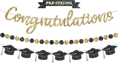 Pre-Strung Congratulations Banner, 2026 Graduation Banners, Class of 2026 Black by Wakeys
