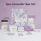 Natural Amor 5-Piece Lavender Spa Gift Set – Bath Bomb, Body Butter, Bar Soap, Bath Salt, Candle – Relaxing Self Care Kit for Women – Gift Box for Birthday, Thank You, Get Well
