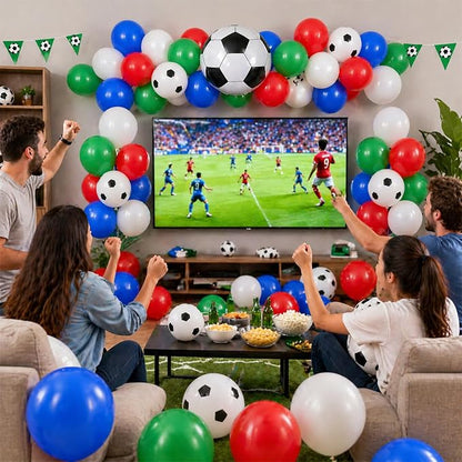 Soccer Balloons, 12 Inch Red Green and Blue White Soccer Ball Balloons - Image 6
