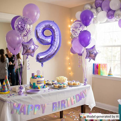 Purple Number 9 Balloon 40 Inch, Large Lavender Mylar Foil Number 9 - Image 3