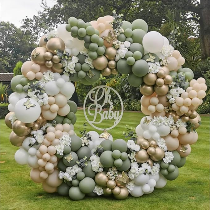 Awenztech 122pcs Pastel Sage Green Latex Balloons in 18 12 10 5 inches | Wedding - Image 6