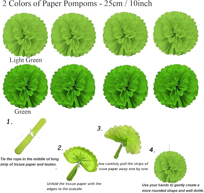 Party Decoration, Pom Poms Flowers, Garlands String Polka Dot and Triangle - Image 4