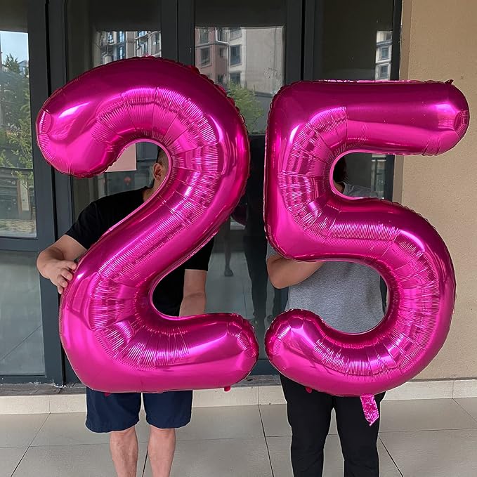 Jonhamwelbor Hot Pink 25 Numbers Balloon Jumbo Giant Big Large 25 Foil Mylar - Image 4