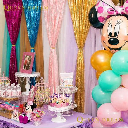 Pink Sequin Backdrop 2 Panels 2FTx8FT Birthday Party Backdrop Curtains | - Image 3