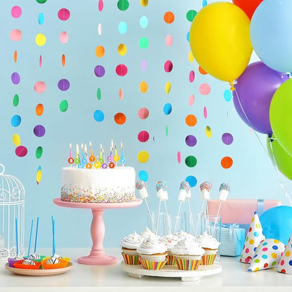 RUBFAC 5pcs Rainbow Circle Dots Paper Garland Party Decorations | Rainbow - Image 6