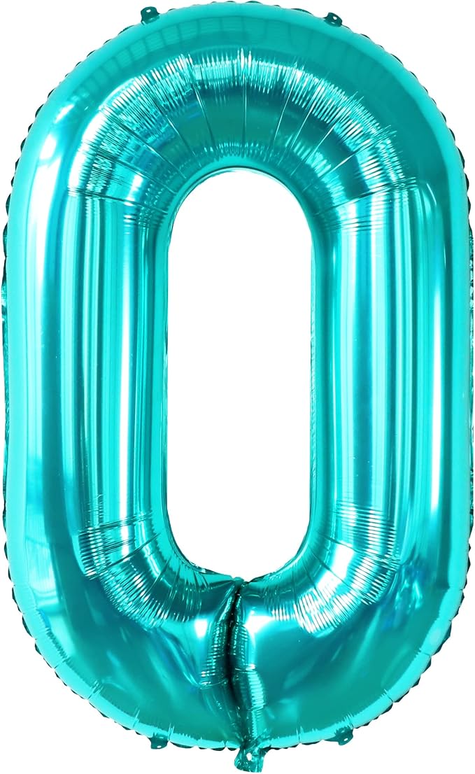 KatchOn Aqua Blue 0 Balloons 40 Inch | Turquoise Balloons, Teal Number 0 Balloon - Image 9