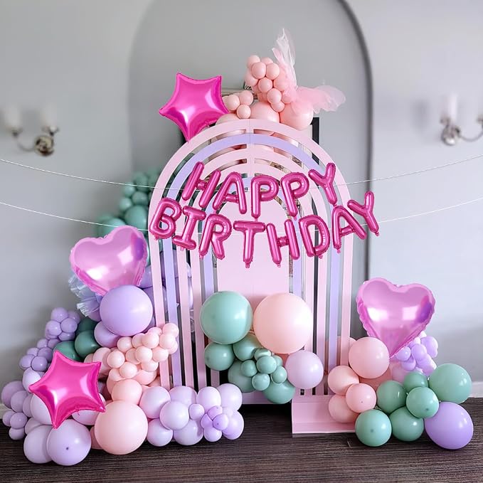 29PC Pink Purple Happy Birthday Balloon Banner, 16Inch 3D Aluminum Letter - Image 4