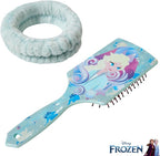 LUV HER Frozen Kids Hair Brush & Spa Headband Set for Girls - Features Elsa - Fun Grooming Kit for Detangling, Styling & Skincare - Soft & Stretchy, One Size, Ages 3+