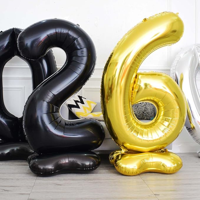 65 Inch Giant gold Foil Number Balloon, Old Children's Birthday Party Helium - Image 6