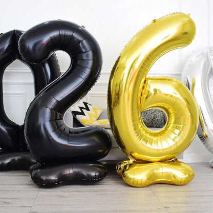 65 Inch Giant gold Foil Number Balloon, Old Children's Birthday Party Helium - Image 6