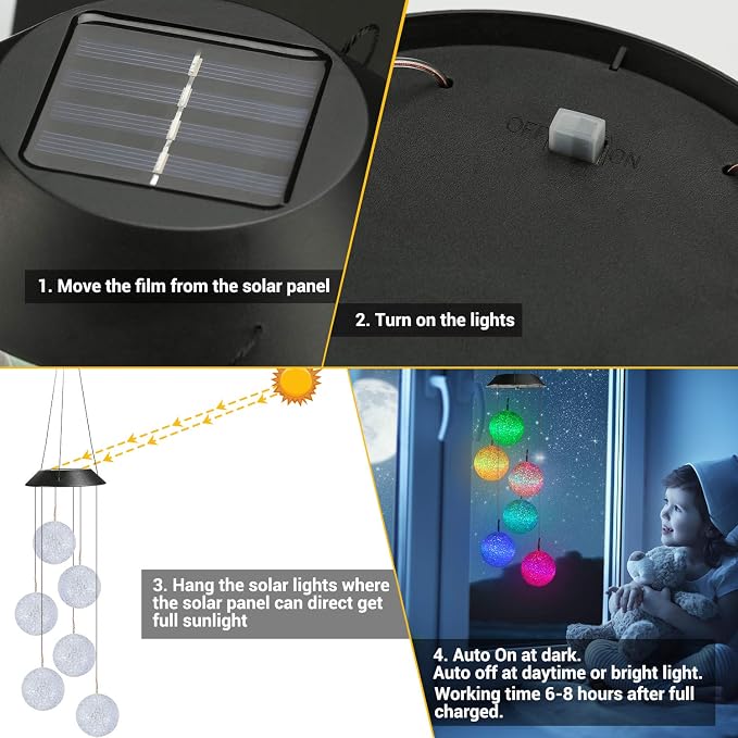 Toodour Solar Wind Chime, Color Changing Ball Wind Chimes Gifts - Image 4