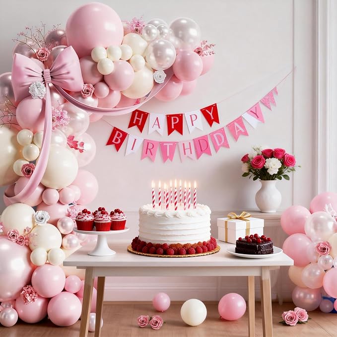 Pearl Pink Balloon Arch Kit, Double Stuffed Pearl Pink Sand White Balloons - Image 6