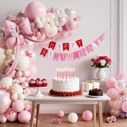 Pearl Pink Balloon Arch Kit, Double Stuffed Pearl Pink Sand White Balloons - Image 6