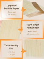 DOORES Tape in Hair Extensions, Platinum Blonde 12 Inch 40g 20pcs, Tape in Hair Extensions Human Hair Natural Remy Straight Hair