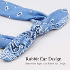 DRESHOW 6 Pack Wire Boho Headbands for Women with Rabbit Ears Bow Twist Headband Printed Vintage Wire Hair Holder