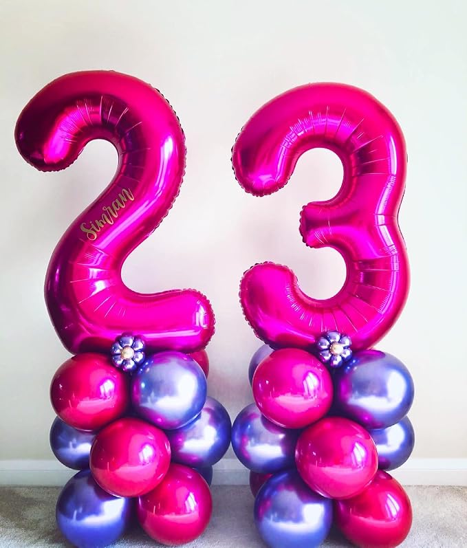 40 Inch Hot Pink 27 Balloons Giant Number 27 Balloons Hot Pink 27 Birthday - Image 5