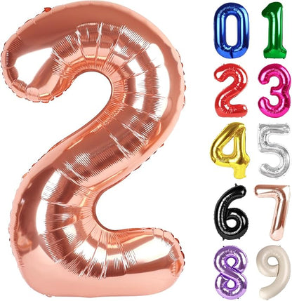 2 Balloon - Rose Gold Birthday Number Balloons, 40 Inch Party Decorations | by ALPHADELTAPI