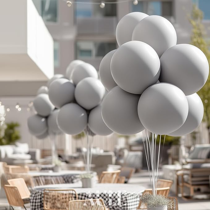 AULE 50Pcs Latex 12 Inch Gray Balloons | Helium Party Happy Birthday Graduation - Image 4