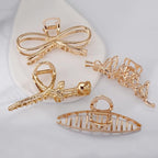 4 Pack Large Metal Hair Clips for Thin to Thick Curly Hair, 4.3 Inch Big Nonslip Gold Color Clamps, Perfect Fashion Jaw Claw Hair Styling Accessories for Women and Girls, Christmas Gifts