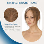 Hair Topper with Side Bangs Human Hair Curtain Bangs Topper for Women, T-part Lace Base Real Human Hair Topper Hair Piece for Daily Wear(Side Bangs,Meduim Brown)
