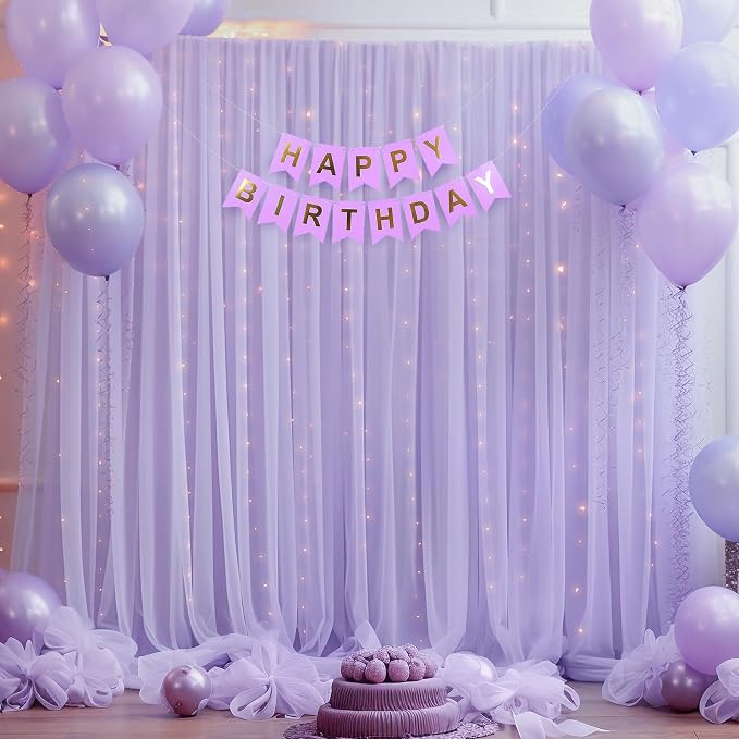 10x8ft Purple Tulle Backdrop Curtain - Image 3