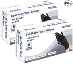 Disposable Gloves Medium, Nitrile and Vinyl Blend Material Gloves, Latex Free, 4 Mil 200 Pc Food Grade Glove for Cleaning, Food Prep, Hair Dye, Tattoo, Black
