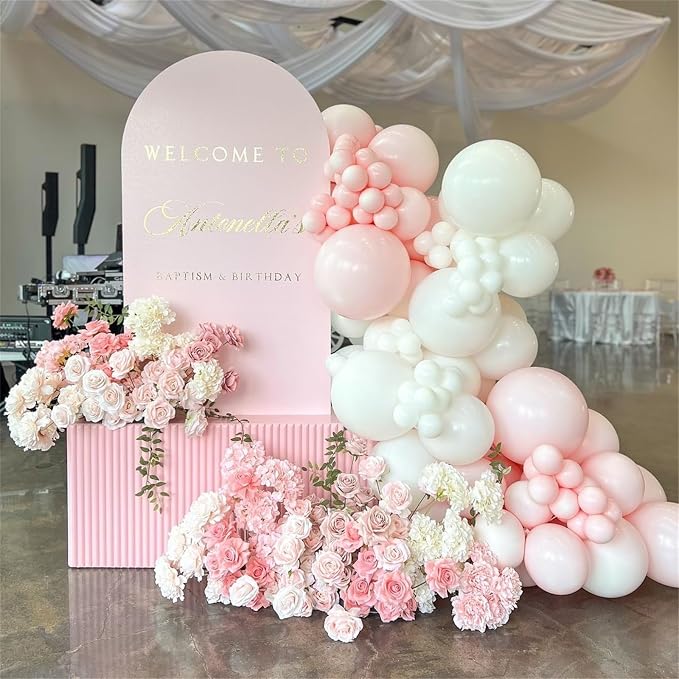 Pastel Pink and White Balloons, 12 Inch 35PCS Light Baby Pink Beige Cream White - Image 7