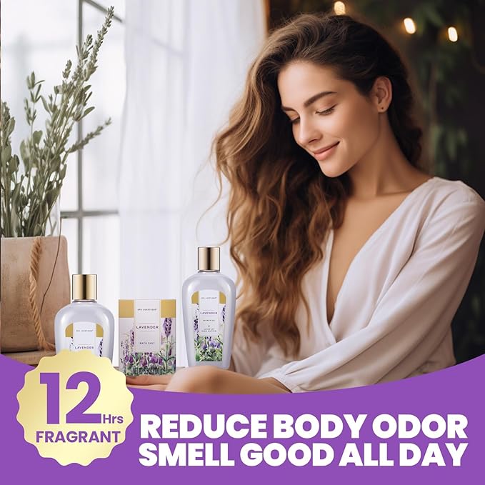 Spa Gifts for Women - Spa Luxetique Bath Baskets for Women, 8 Pcs Lavender Bath Sets with Bubble Bath, Lotion, Birthday Sets, Mothers Day Gifts for Mom, Christmas Gifts for Her